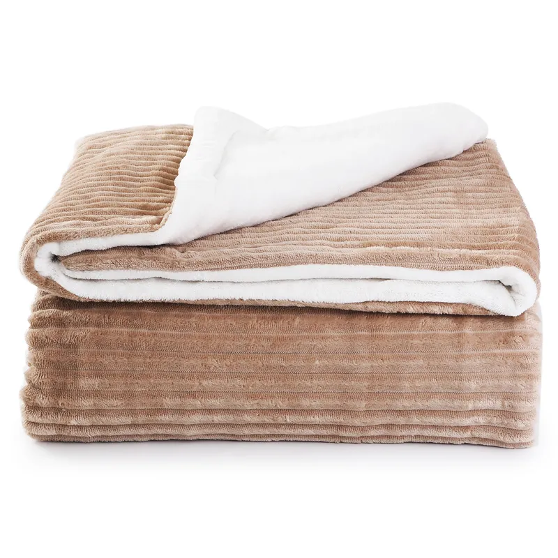 faux fur ribbed throw