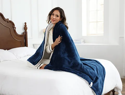 Flannel Sherpa Electric Throw Blanket