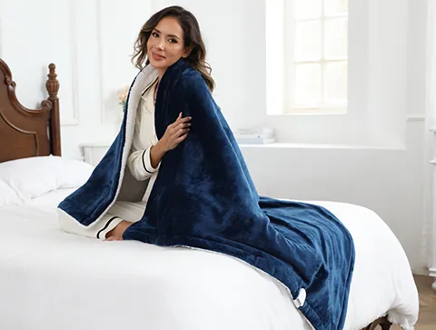 Flannel Sherpa Electric Throw Blanket